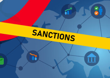 sanctions economics to Russia after Ukraine invassion war limit forbidden export transaction trade finance illustration