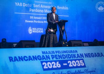 YAB Perdana Menteri, Dato' Seri Anwar Ibrahim meluncurkan Rancangan Pendidikan Negara 2026-2035 di PICC, Putrajaya. 20 Januari 2026. SHAHNAZ FAZLIE/Pejabat Perdana Menteri.

NO SALES; NO ARCHIVE; RESTRICTED TO EDITORIAL USE ONLY. NOTE TO EDITORS: This handout photos may only be used for editorial reporting purposes for the contemporaneous illustration of events, things or the people in the image or facts mentioned in the caption. Reuse of the pictures may require further permission. MANDATORY CREDIT - Shahn