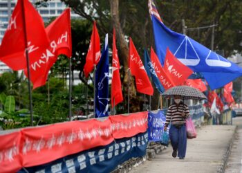 (file pix) Penang DAP will look into working with Barisan Nasional in the upcoming state elections. 

Pakatan Harapan and Barisan National's flags were seen at  Bukit Gedung ,Bayan Lepas  in Penang during GE15.. (Nov 09,2022 ) — K.T.GOH/The Star