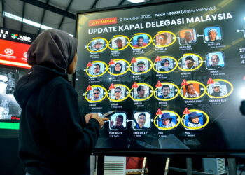 SEPANG, 2 Okt -- Petugas Pusat Kawalan Sumud Nusantara (SNCC) giat mengemas status terkini pelayaran Misi Global Sumud Flotilla (GSF) serta maklumat rakyat Malaysia yang dipintas dan terputus hubungan ketika menuju ke Gaza.

Setakat 7:50 pagi waktu Malaysia, 17 rakyat Malaysia di atas lima kapal yang menyertai misi kemanusiaan tersebut disahkan terputus hubungan dengan SNCC hari ini.
 
-- fotoBERNAMA (2025) HAK CIPTA TERPELIHARA