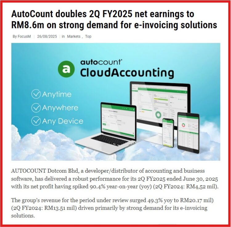 AutoCount’s 2Q subject to inevitable revenue, net earnings retreat as e ...