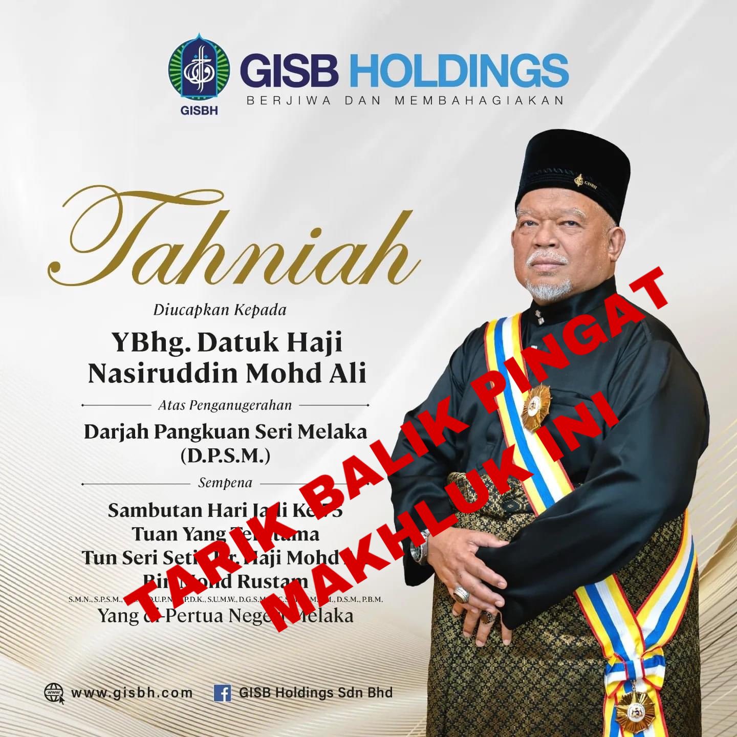 Young Melakans launch petition to strip GISBH’s head honcho of Datukship