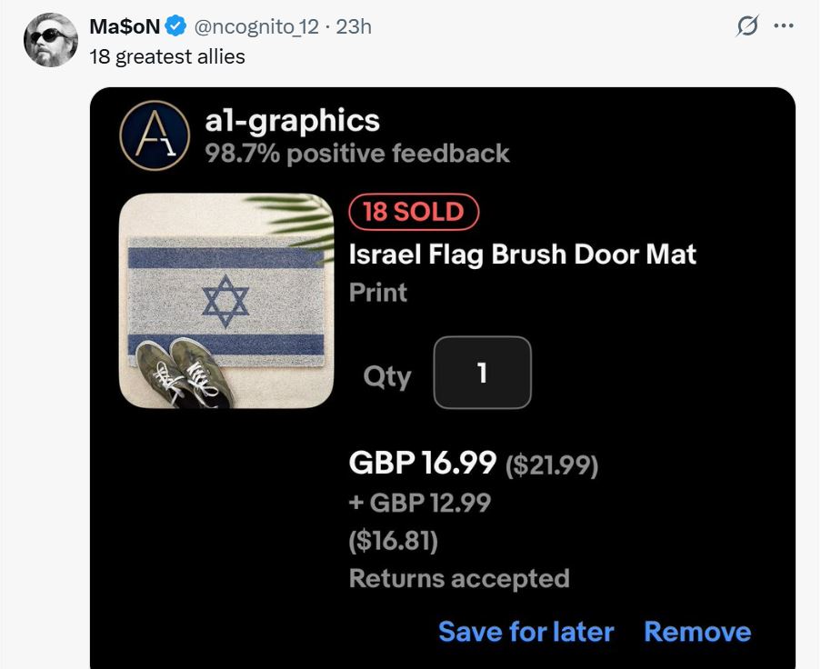 New form of protest? Malaysians step on Israel flag door mat on a busy ...