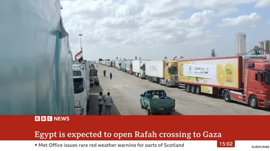Gaza aid: 20 trucks expected to enter through Egypt border crossing