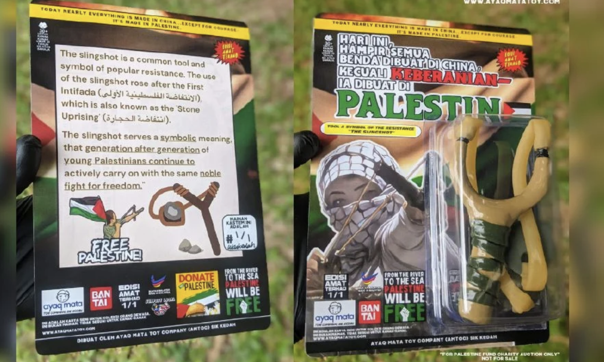 Toymaker auctions off one-off sling shot product to raise funds for Palestinian cause