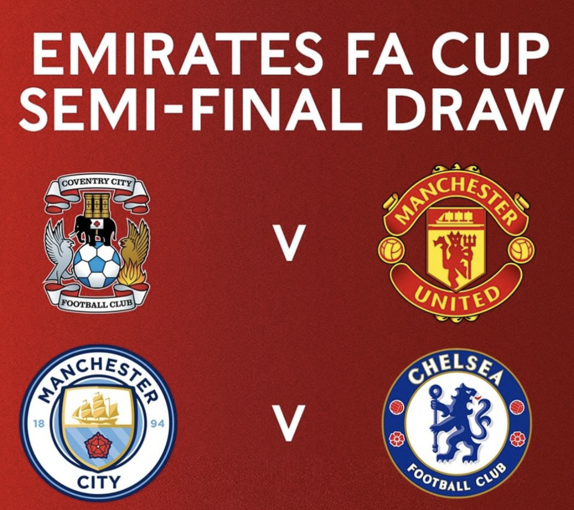 EPL fixtures at a glance alongside FA Cup semis