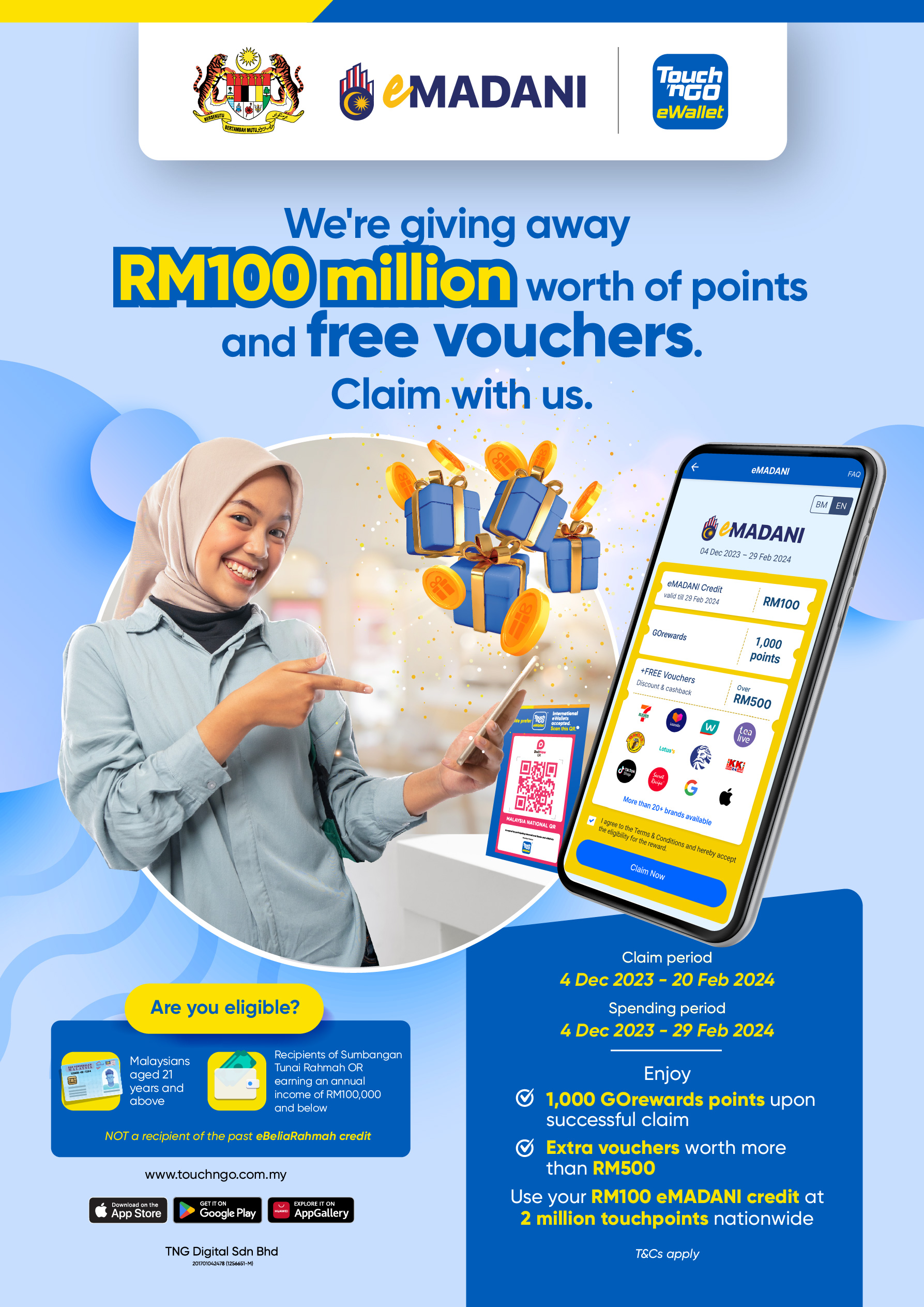 Touch 'n Go e-wallet offers RM100 mil worth of points, free vouchers for  successful e-Madani claimants