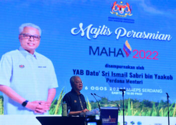 SERDANG, 6 Ogos -- Perdana Menteri Datuk Seri Ismail Sabri Yaakob ketika berucap pada Majlis Perasmian Pameran Pertanian, Hortikultur dan Agro-Pelancongan Malaysia (MAHA) 2022 di Maeps hari ini.
  
--fotoBERNAMA (2022) HAK CIPTA TERPELIHARA
