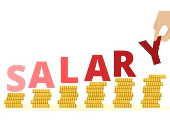 Salary increase concept. Salary increase concept. Stacked golden coins, money income growth. Revenue increase, business success, savings or investment concept flat vector illustration