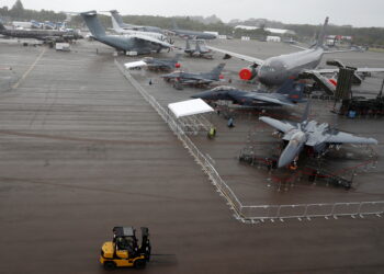 FILE PHOTO: A general view of the static display of aircrafts during a media preview of the Singapore Airshow in Singapore February 9, 2020. REUTERS/Edgar Su/File Photo